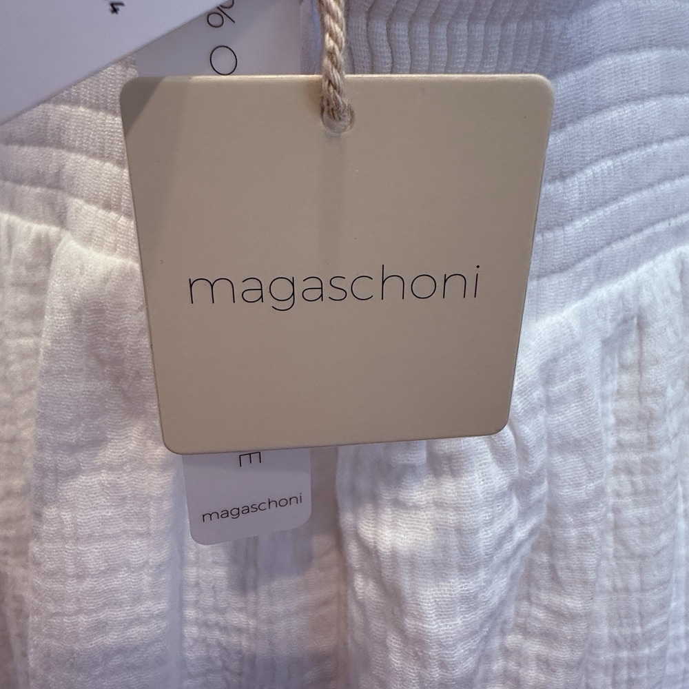 Magaschoni White Textured V-Neck Tiered Maxi Dress - Picture 6 of 12